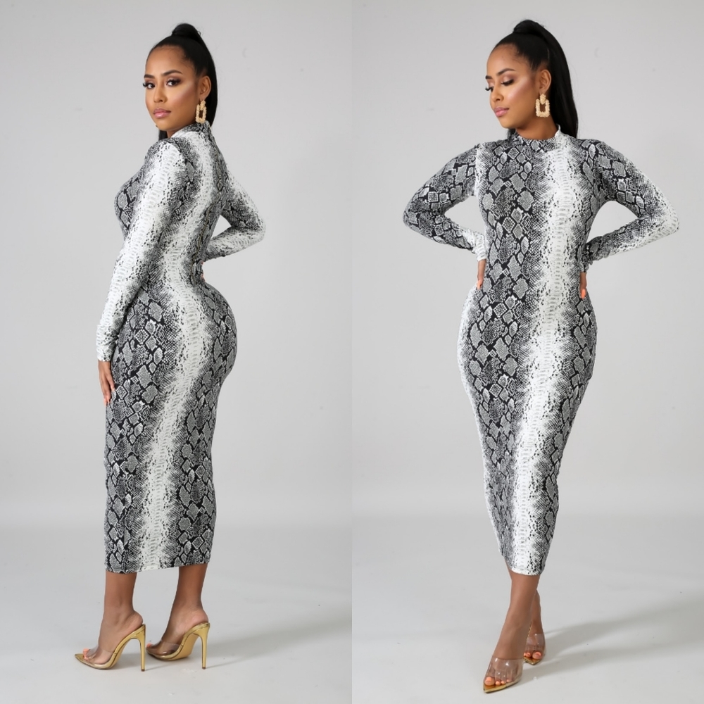 Snakeskin midi dress